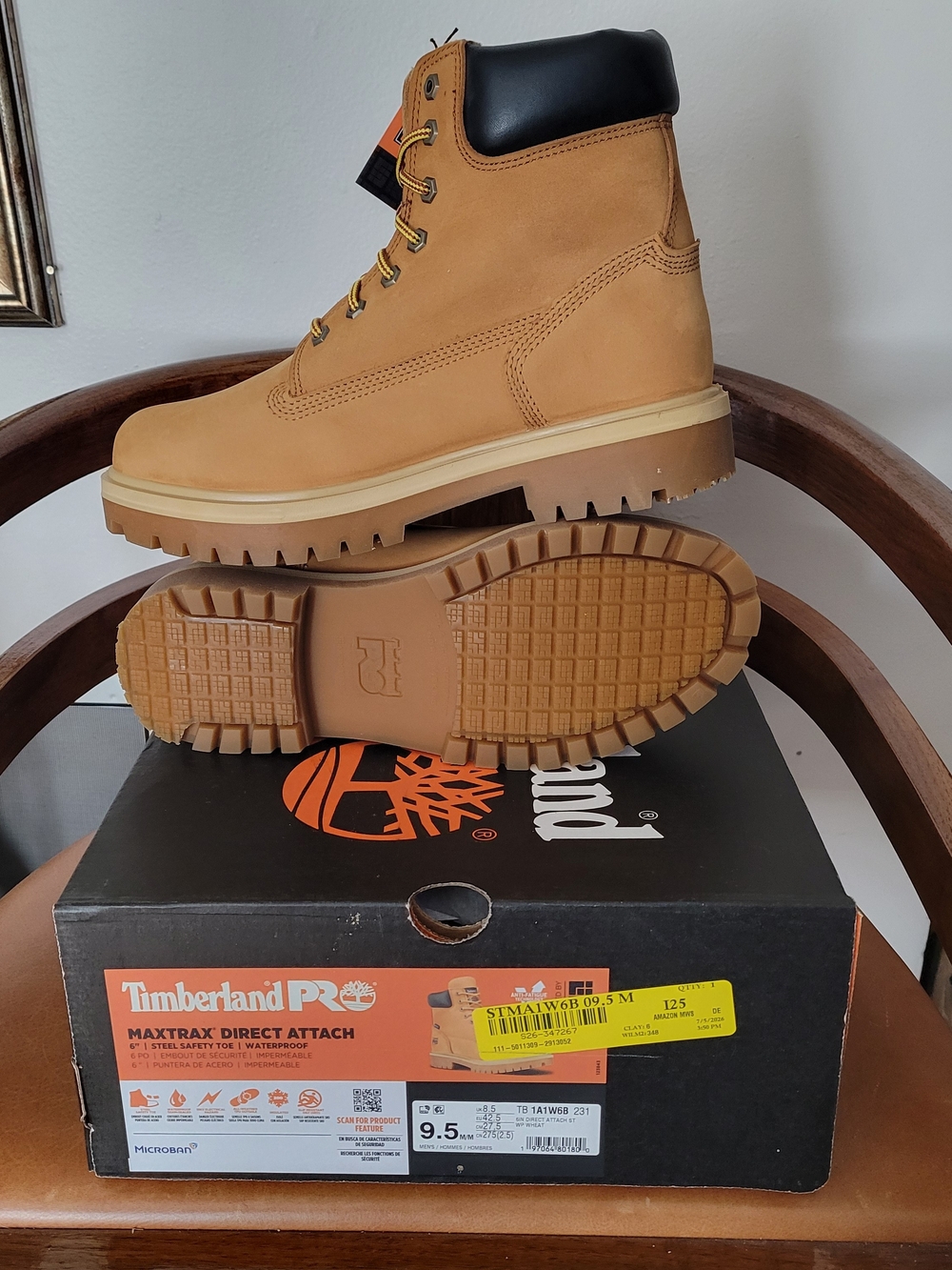 Timberland PRO Wheat Tan Work Boots with Black Collar - Picture 2 of 4